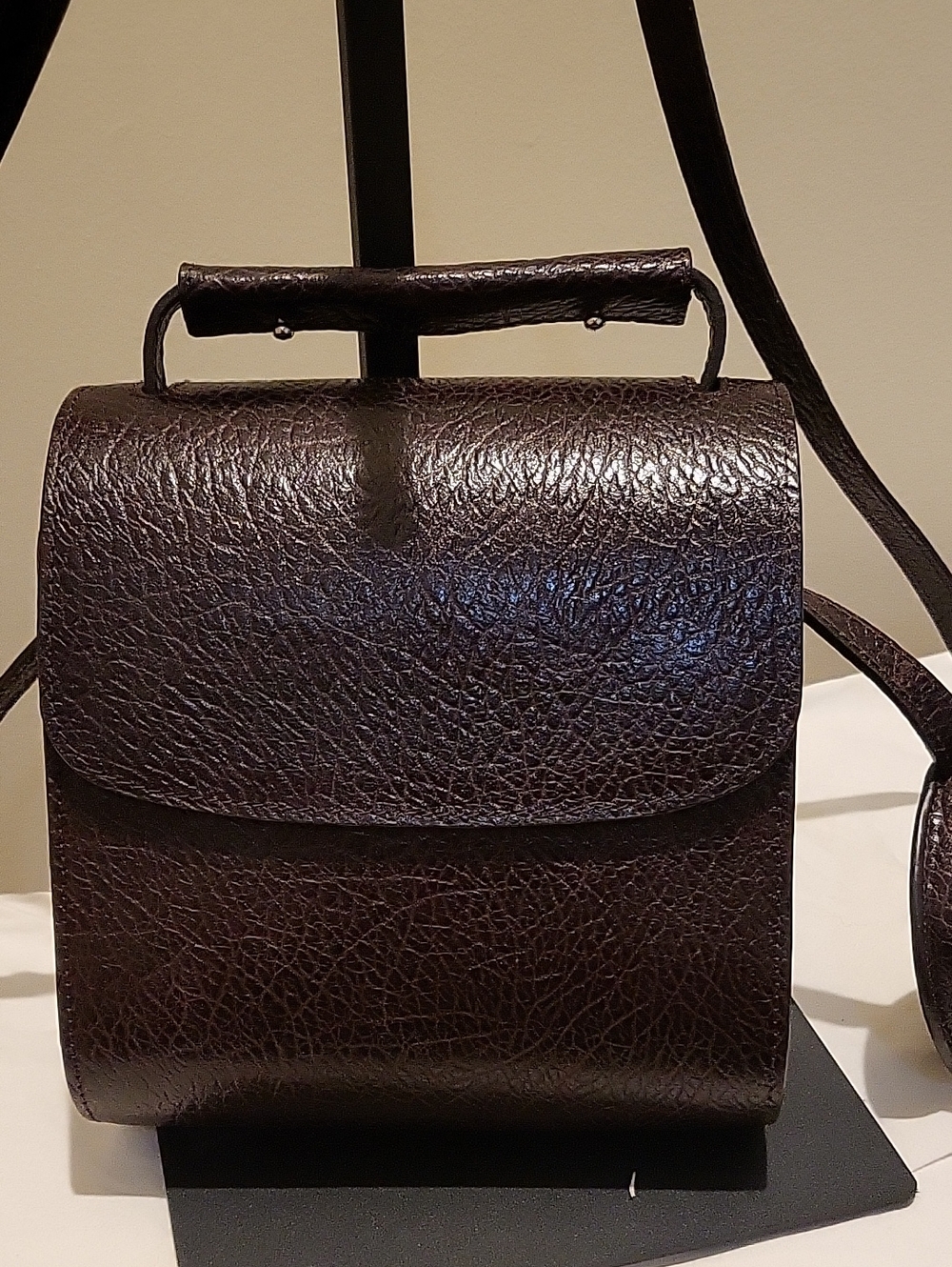 Marques Almeida Textured Dark Brown Leather Crossbody Bags